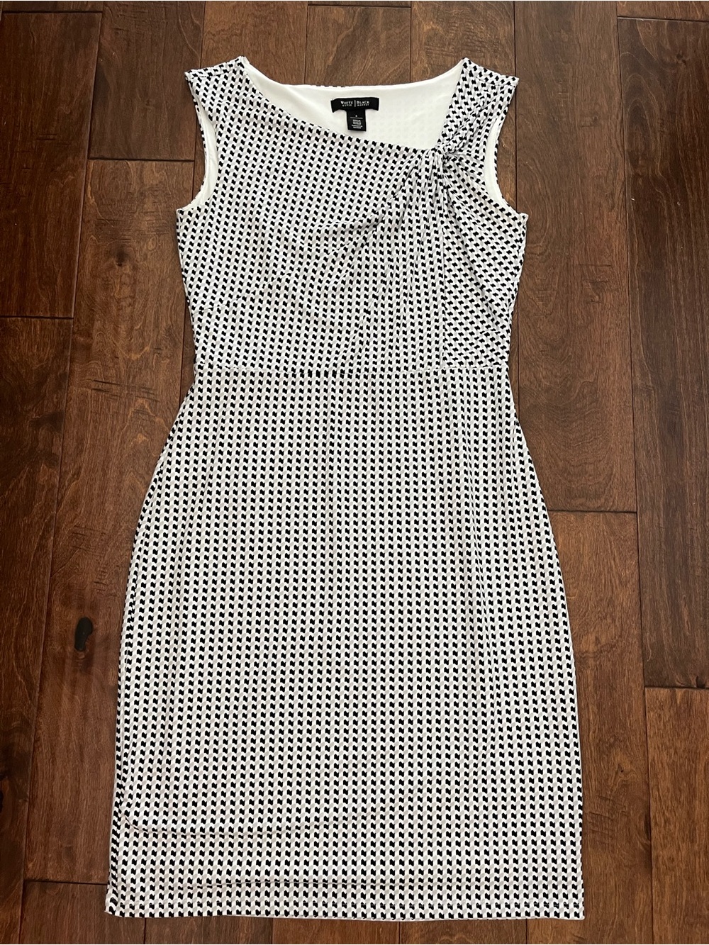 White House Black Market Black & White Printed Midi Sheath Dress